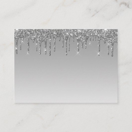 Glitter Drip Silver Baby shower Book Informatiekaartje (Achterkant)