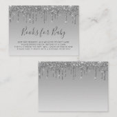 Glitter Drip Silver Baby shower Book Informatiekaartje (Voorkant / Achterkant)