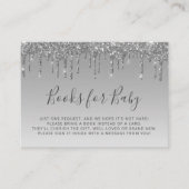 Glitter Drip Silver Baby shower Book Informatiekaartje (Voorkant)
