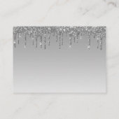 Glitter Drip Silver Baby shower Diaper Raffle Informatiekaartje (Achterkant)