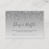 Glitter Drip Silver Baby shower Diaper Raffle Informatiekaartje (Voorkant)