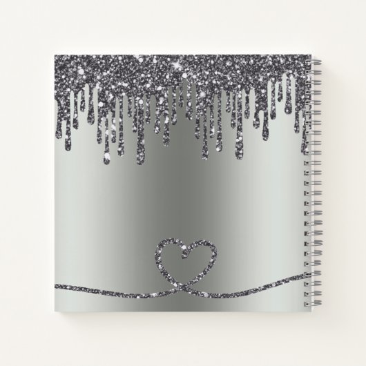 Glitter Drip Silver Feet Baby shower Guestbook Notitieboek (Achterkant)