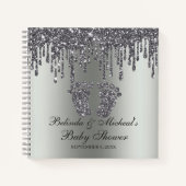 Glitter Drip Silver Feet Baby shower Guestbook Notitieboek (Voorkant)