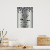Glitter Drip Silver Feet Baby shower Welkom Poster (Keuken)