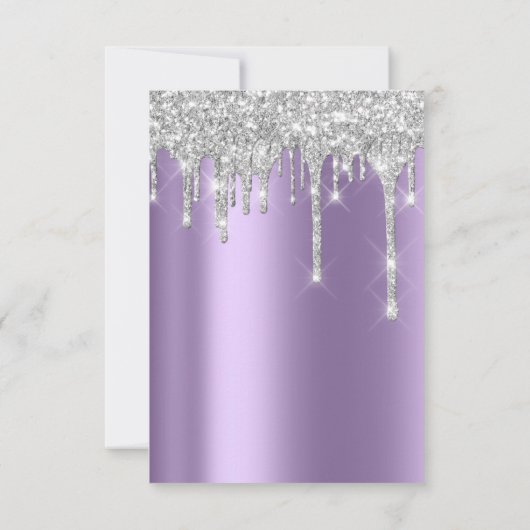 Glitter Drip Silver Paars Grey Afstuderen Kaart (Achterkant)