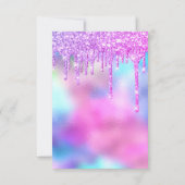 Glitter Drip Silver Unicorn Pink Bride 16e Kaart (Achterkant)