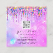 Glitter Drip Unicorn Rainbow Holograaf QRCodeLogo Vierkante Visitekaartje (Achterkant)
