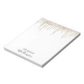 Glitter Drippings Gold White Name Script Glam Notitieblok (Linkerzijde)