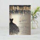 Glitter Drips Black Dress 50ste Fabulous Verjaarda Kaart (Staand voorkant)