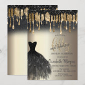 Glitter Drips Black Dress 50ste Fabulous Verjaarda Kaart (Voorkant / Achterkant)