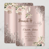 Glitter Drips Bloem Glazen Bruids Bruiloftsshower Kaart (Voorkant / Achterkant)