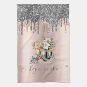 Glitter Drips Bloem Mixer Roze Goud Theedoek