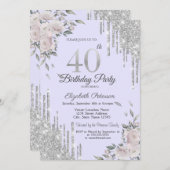 Glitter Drips, Bloemen Lavander 40ste verjaardag Kaart (Voorkant / Achterkant)