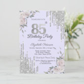 Glitter Drips, Bloemen Lavander 85e verjaardag Kaart (Staand voorkant)