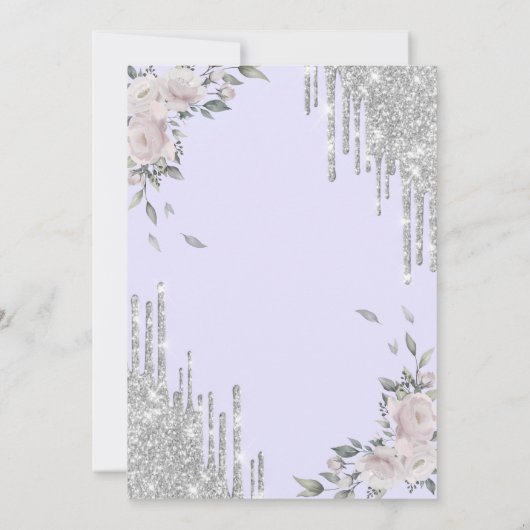 Glitter Drips, Bloemen Lavander 85e verjaardag Kaart (Achterkant)