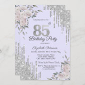 Glitter Drips, Bloemen Lavander 85e verjaardag Kaart (Voorkant / Achterkant)