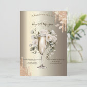 Glitter Drips Bloemenglas Champagne Bachelorette Kaart (Staand voorkant)