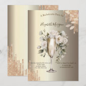 Glitter Drips Bloemenglas Champagne Bachelorette Kaart (Voorkant / Achterkant)