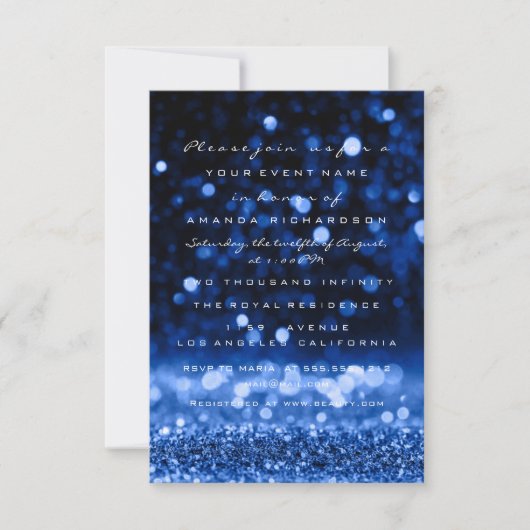 Glitter Drips Blue Navy Wedding Bridal Sweet 16th Kaart (Voorkant)