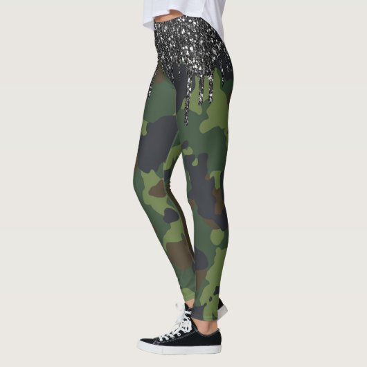 Glitter Drips Camouflage Camo Patroon Militaire Leggings (Links)