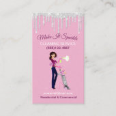 Glitter Drips Cartoon Maid Cleaning Services Visitekaartje (Voorkant)