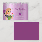 Glitter Drips Cartoon Maid House Cleaning Services Visitekaartje (Voorkant / Achterkant)