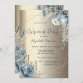 Glitter Drips Champagne Gold Blue Rozen Lijst Kaart (Voorkant / Achterkant)