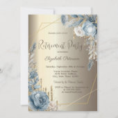 Glitter Drips Champagne Goud Blauwe Rozen Frame Kaart (Voorkant)
