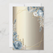 Glitter Drips Champagne Goud Blauwe Rozen Frame Kaart (Achterkant)