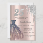 Glitter Drips, Chic Dress 25th Birthday Kaart (Voorkant)
