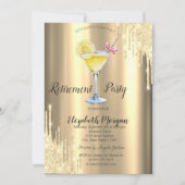 Glitter Drips,Cocktail,Gouden Pensioen Kaart (Voorkant)