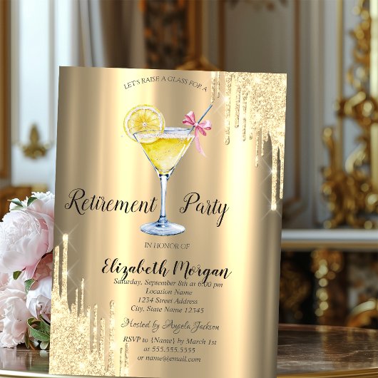 Glitter Drips,Cocktail,Gouden Pensioen Kaart