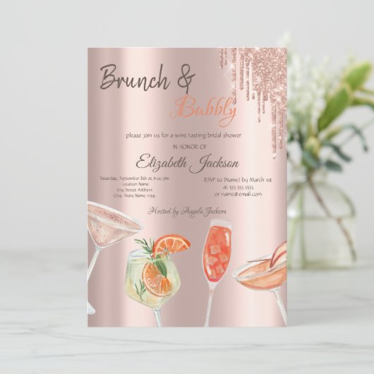 Glitter Drips Cocktails Brunch & Bubbly Kaart (Staand voorkant)
