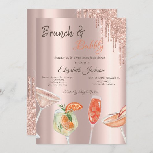 Glitter Drips Cocktails Brunch & Bubbly Kaart (Voorkant / Achterkant)