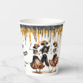 Glitter Drips Dancing Skeletons Halloween Party Papieren Bekers (Achterkant)