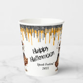 Glitter Drips Dancing Skeletons Halloween Party Papieren Bekers (Links)