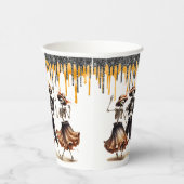 Glitter Drips Dancing Skeletons Halloween Party Papieren Bekers (Rechts)