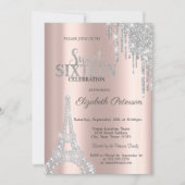 Glitter Drips,Diamonds Eiffel Tower Sweet 16 Kaart (Voorkant)