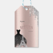 Glitter Drips,Dress,Eiffel Tower Sweet 16 Cadeaulabel (Voorkant)