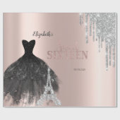 Glitter Drips,Dress,Eiffel Tower Sweet 16 Cadeaupapier (Vlak)