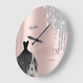 Glitter Drips,Dress,Eiffel Tower Sweet 16 Grote Klok (Hoek)