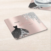 Glitter Drips,Dress,Eiffel Tower Sweet 16 Kartonnen Onderzetters (Schuin)