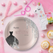 Glitter Drips,Dress,Eiffel Tower Sweet 16 Papieren Bordje (Feest)