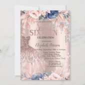 Glitter Drips,Dress,Flowers Roos Gold Sweet 16 Kaart (Voorkant)