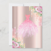 Glitter Drips, Dress Flowers Roos Gold Sweet 16 Kaart (Achterkant)