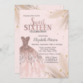 Glitter Drips,Dress,Pampas, Roze Sweet 16 Kaart (Voorkant / Achterkant)