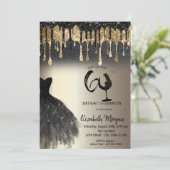 Glitter Drips Dress Wine Glass Gold 60th  Kaart (Staand voorkant)