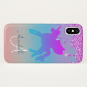Glitter Drips Eenhoorn Roze Regenboog Naam Case-Mate iPhone Case (Achterkant (horizontaal))