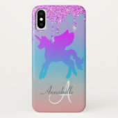 Glitter Drips Eenhoorn Roze Regenboog Naam Case-Mate iPhone Case (Achterkant)