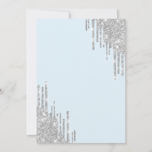  Glitter Drips Eiffel Tower Bow Blue Sweet 16   Kaart (Achterkant)